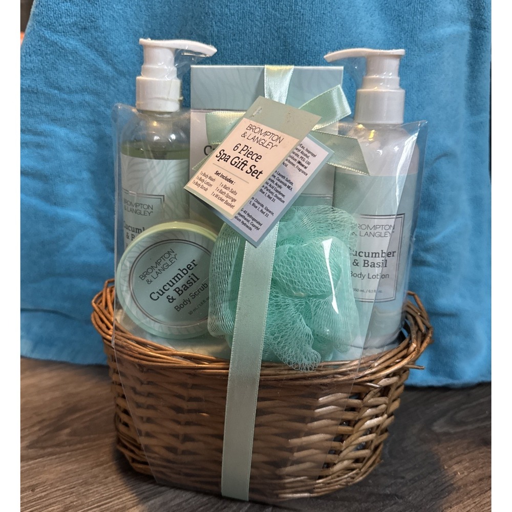 NEW Cucumber and Basil - 6PC Spa‎ Gift Set by Brompton & Langley